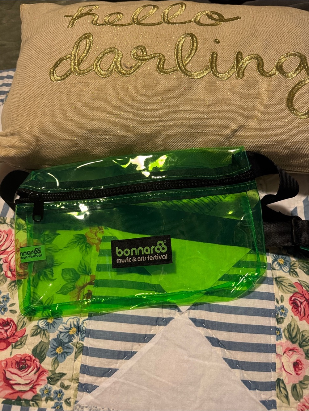 Bonnaroo Neon Green Clear Waist Bag with Adjustable Strap